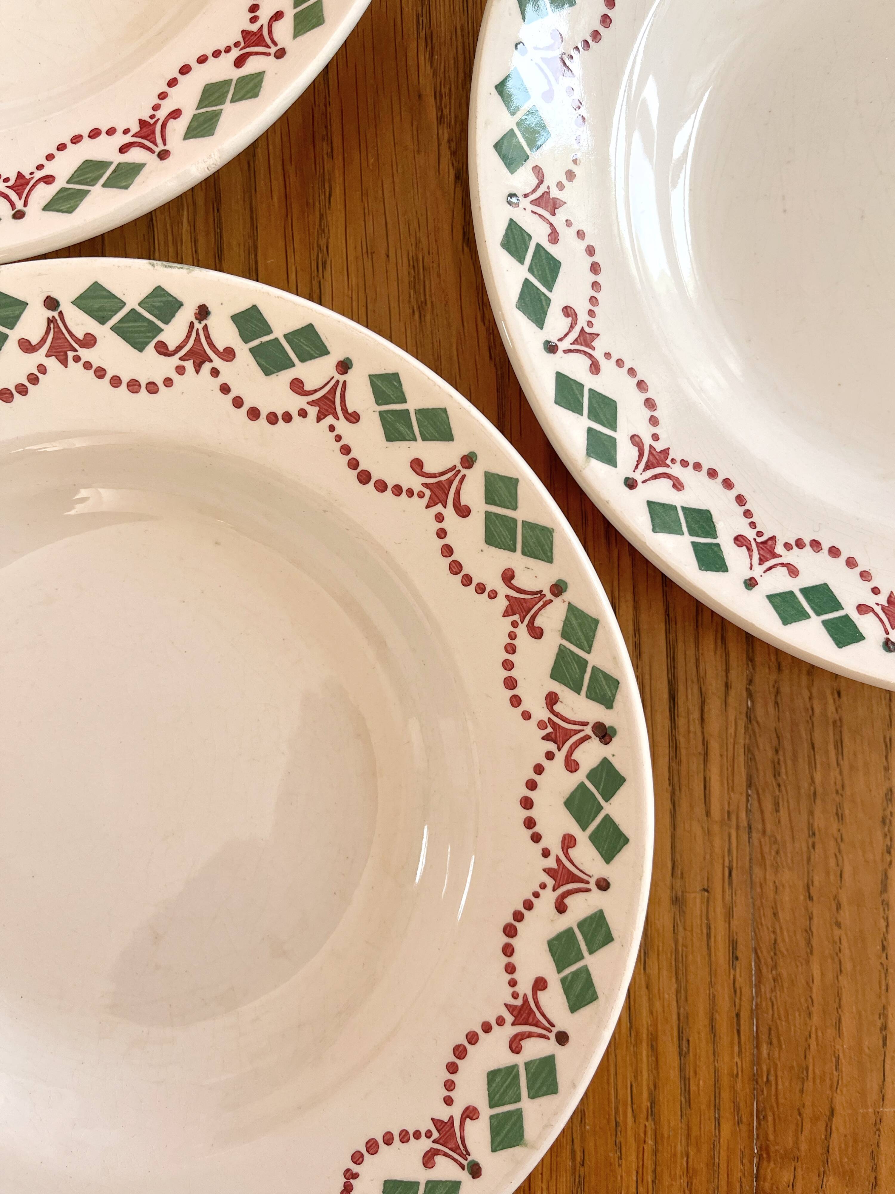 3 vintage Art Deco soup plates by Hamage & Moulin des Loups