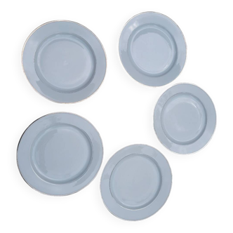 5 assiettes à dessert en porcelaine de Limoges Bernardeau