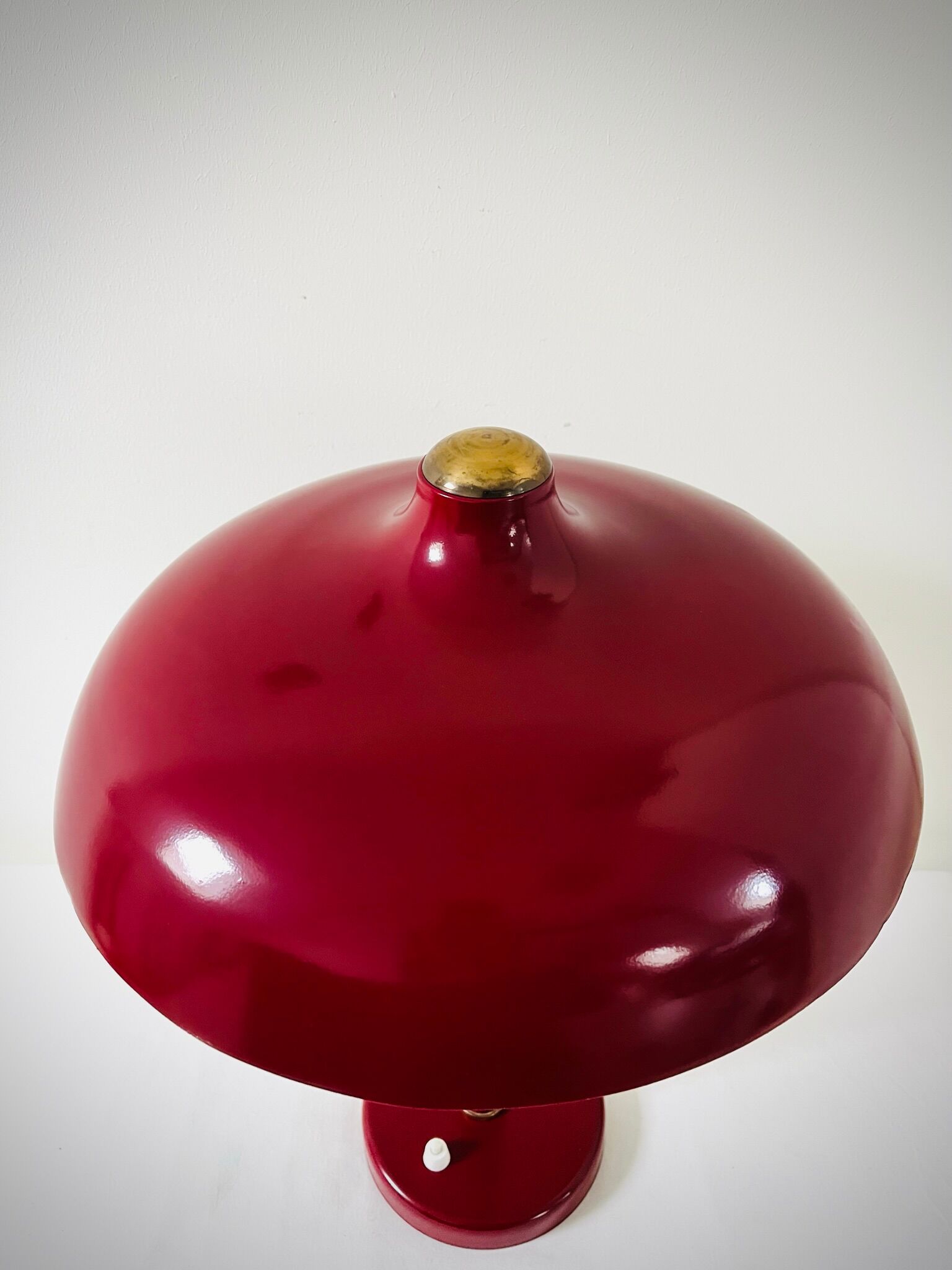 VEB Leuchtenbau - Lutz Rudolph - Glossy Red mushroom Desk lamp