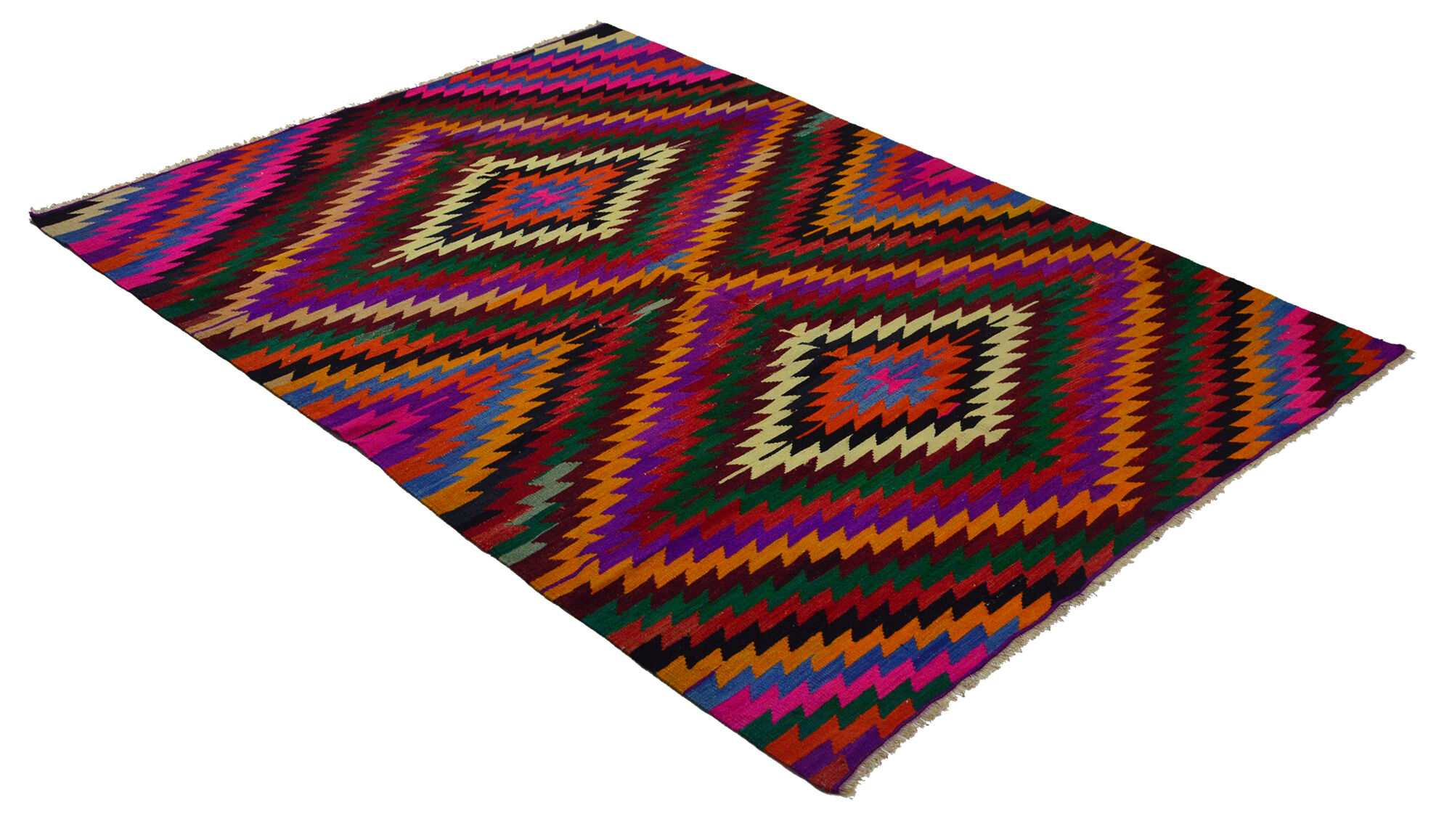 Anatolian handmade kilim rug 257 cm x 183 cm