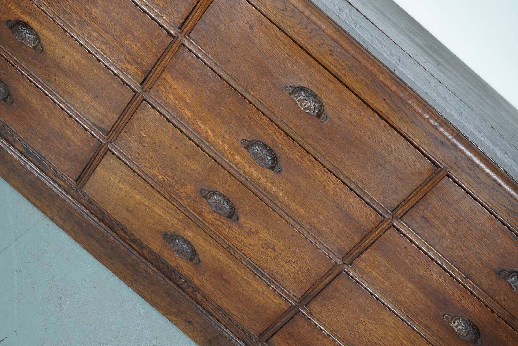 Antique Oak Apothecary / Filing Cabinet, France, 19th Century