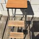 Tabouret escabeau formica roux marches bois