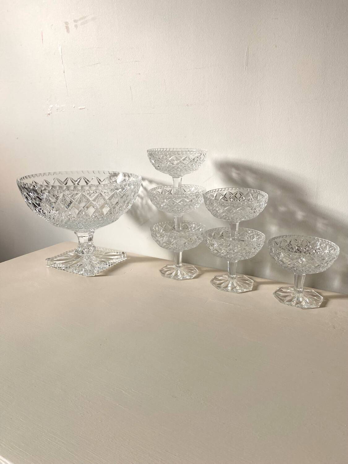 Antique chiseled crystal cups