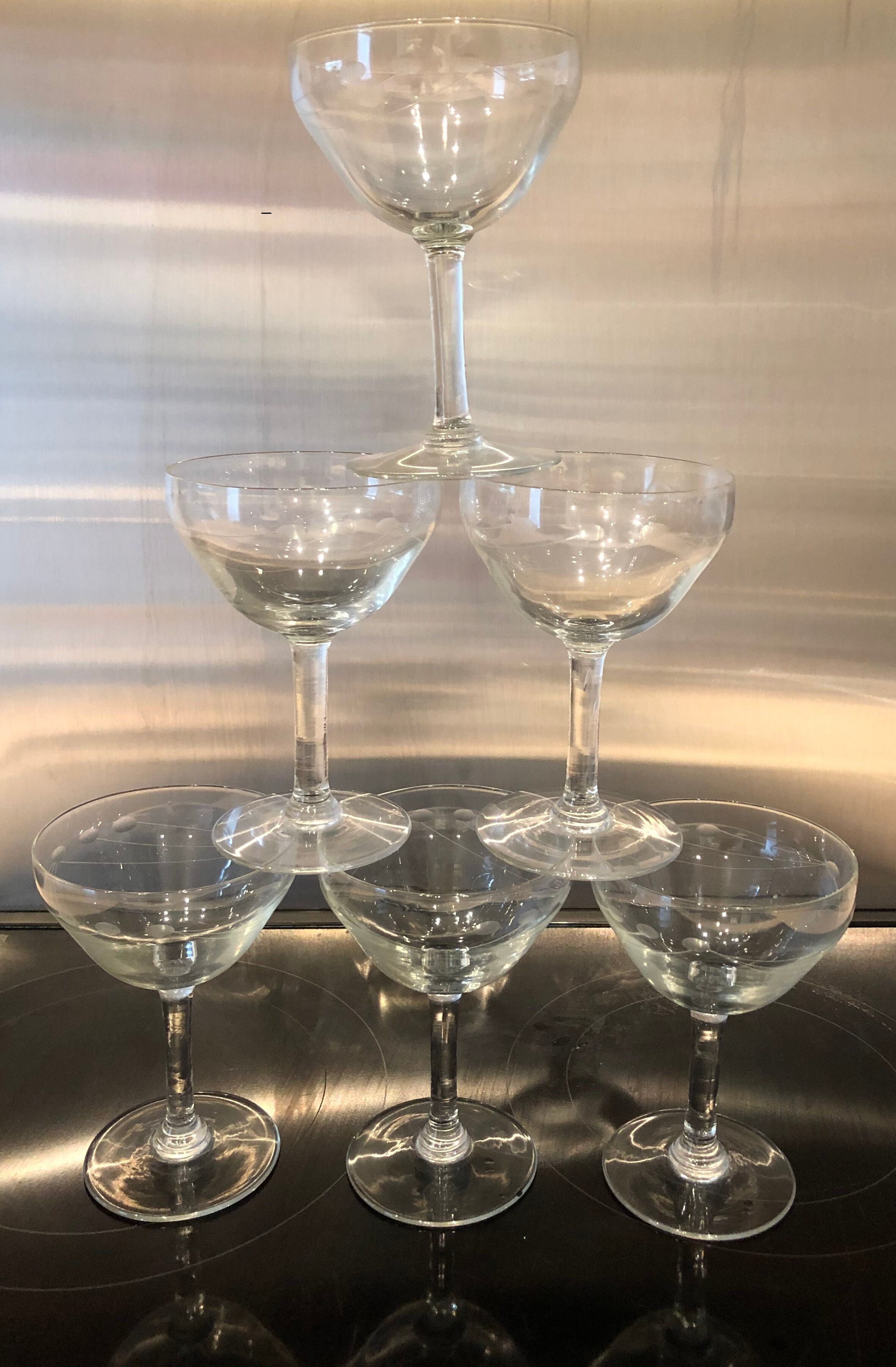 Set of six crystal cups