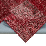 Tapis mixé turc vintage noué à la main 170 cm x 241 cm tapis patchwork rouge