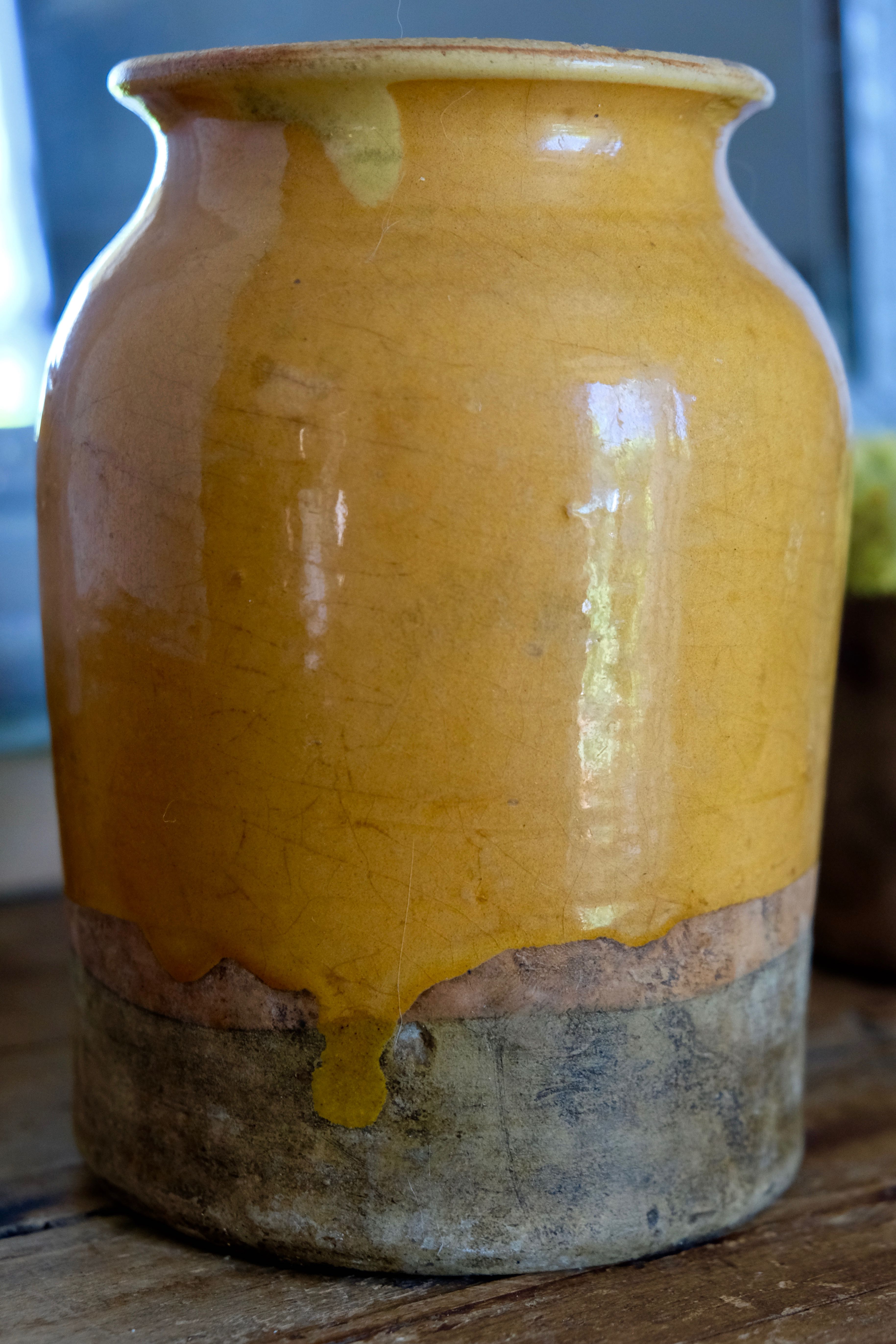 Antique yellow glazed grease pot 19th