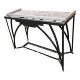 Art Deco console in wrought iron and steel (Art deco, wrought iron and steel console)