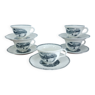 Set of 5 cups with saucers Landscape Maestricht