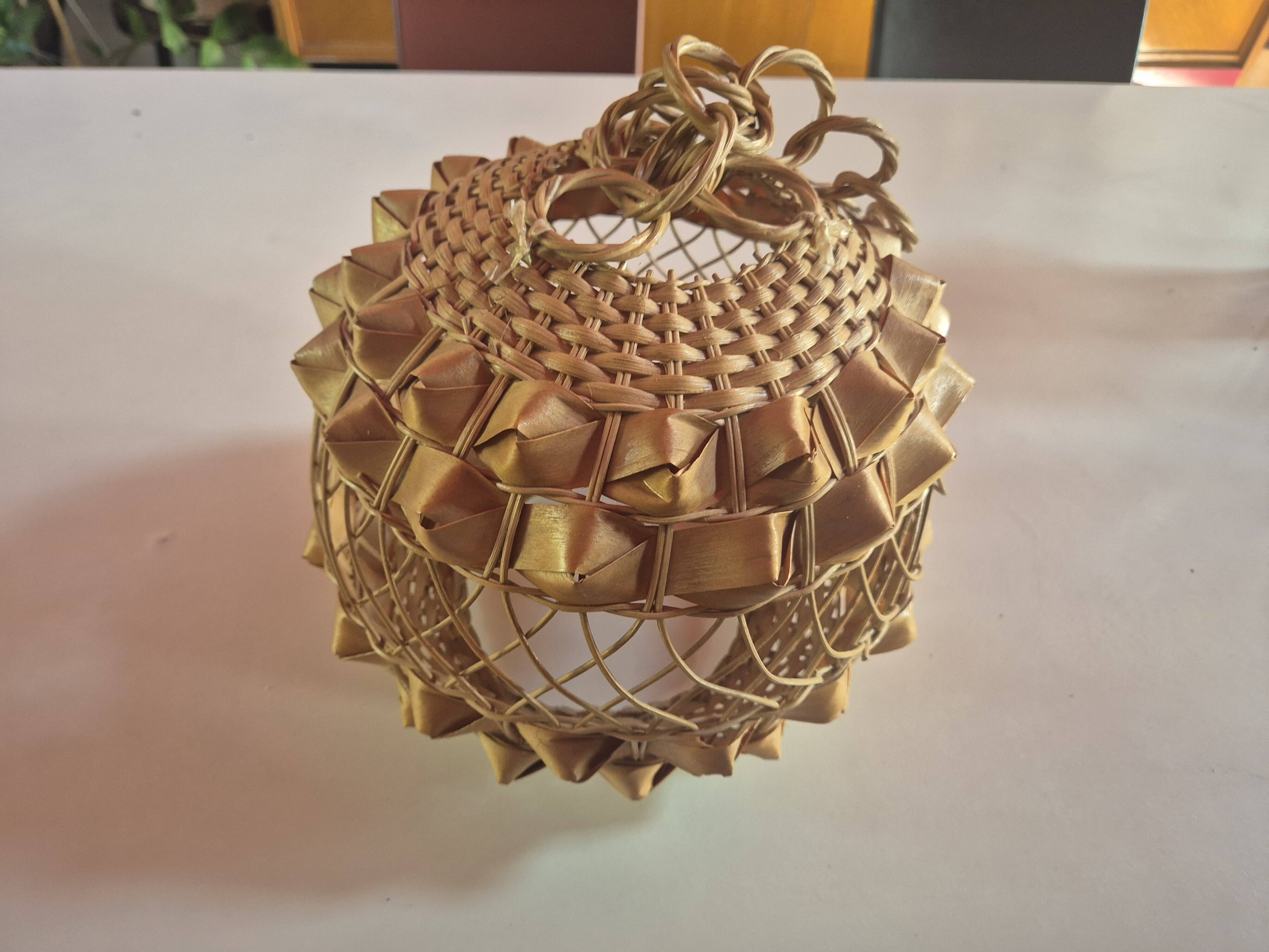 60s rattan wicker pendant light