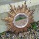 Vintage antique golden wooden sun mirror