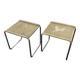 Pair of vintage 1970s wicker/chrome stools