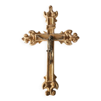 Antique 18th-century gilded wooden cross
