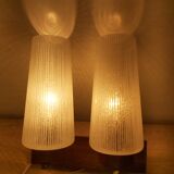 Wall lamp in teak wood and glass