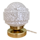 Vintage globe table lamp in white Clichy glass