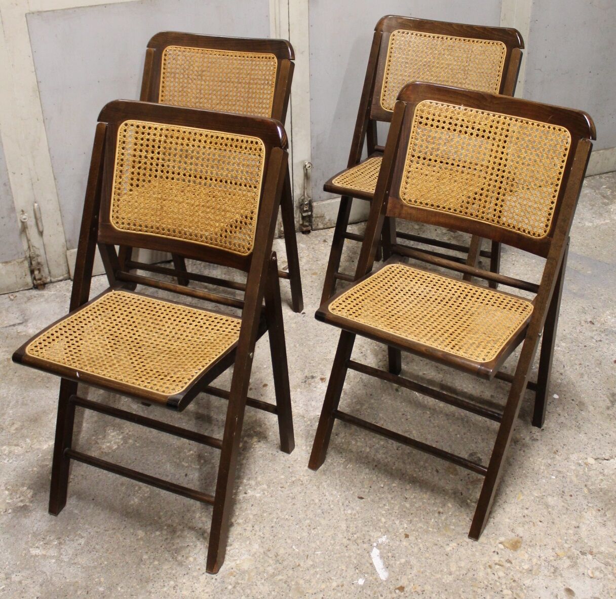 Lot of 4 canned folding chairs