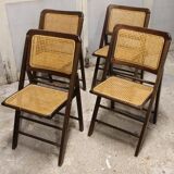 Lot de 4 chaises cannées pliantes
