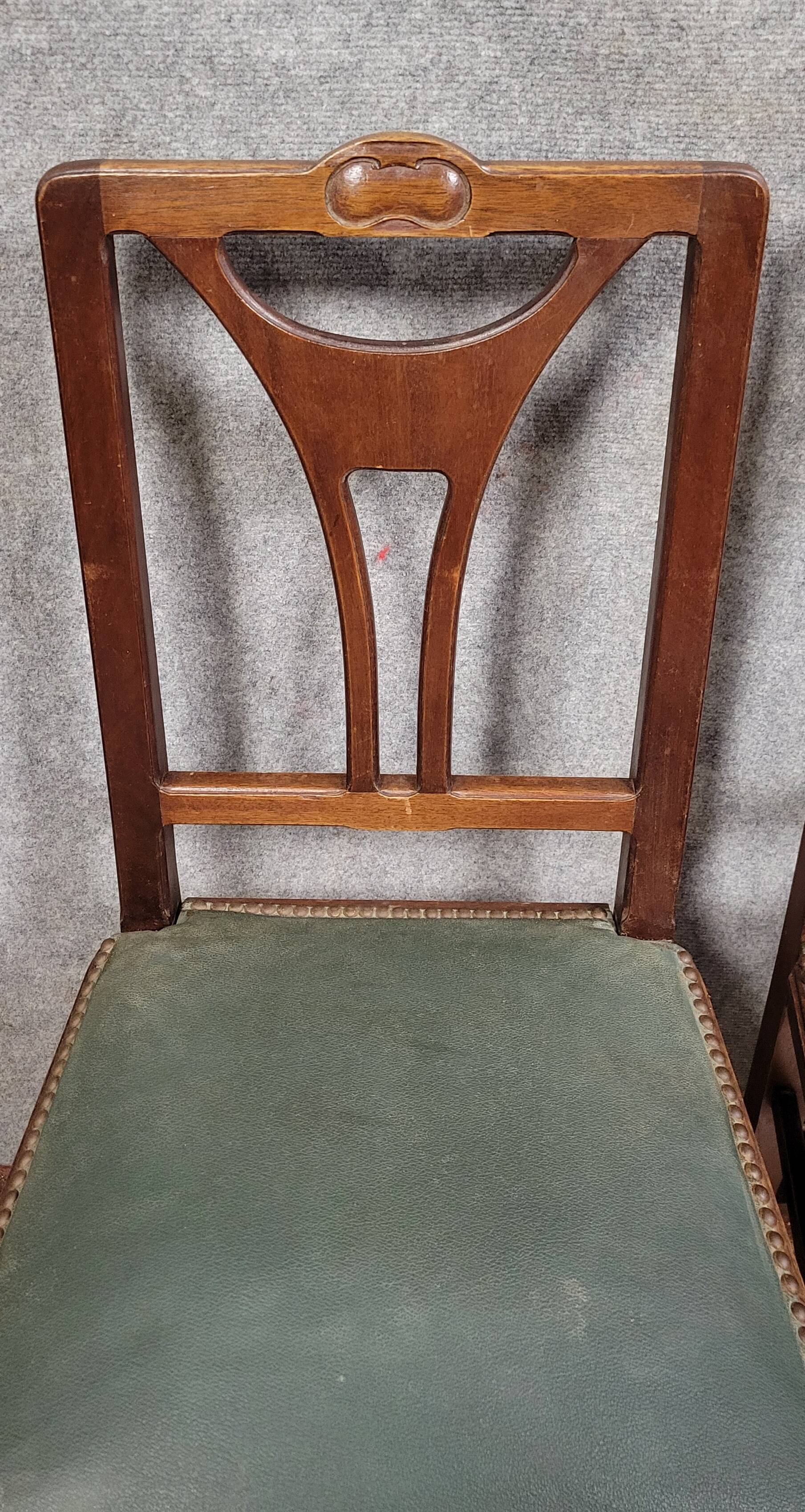 Set of four English Art Nouveau mahogany chairs circa 1900
