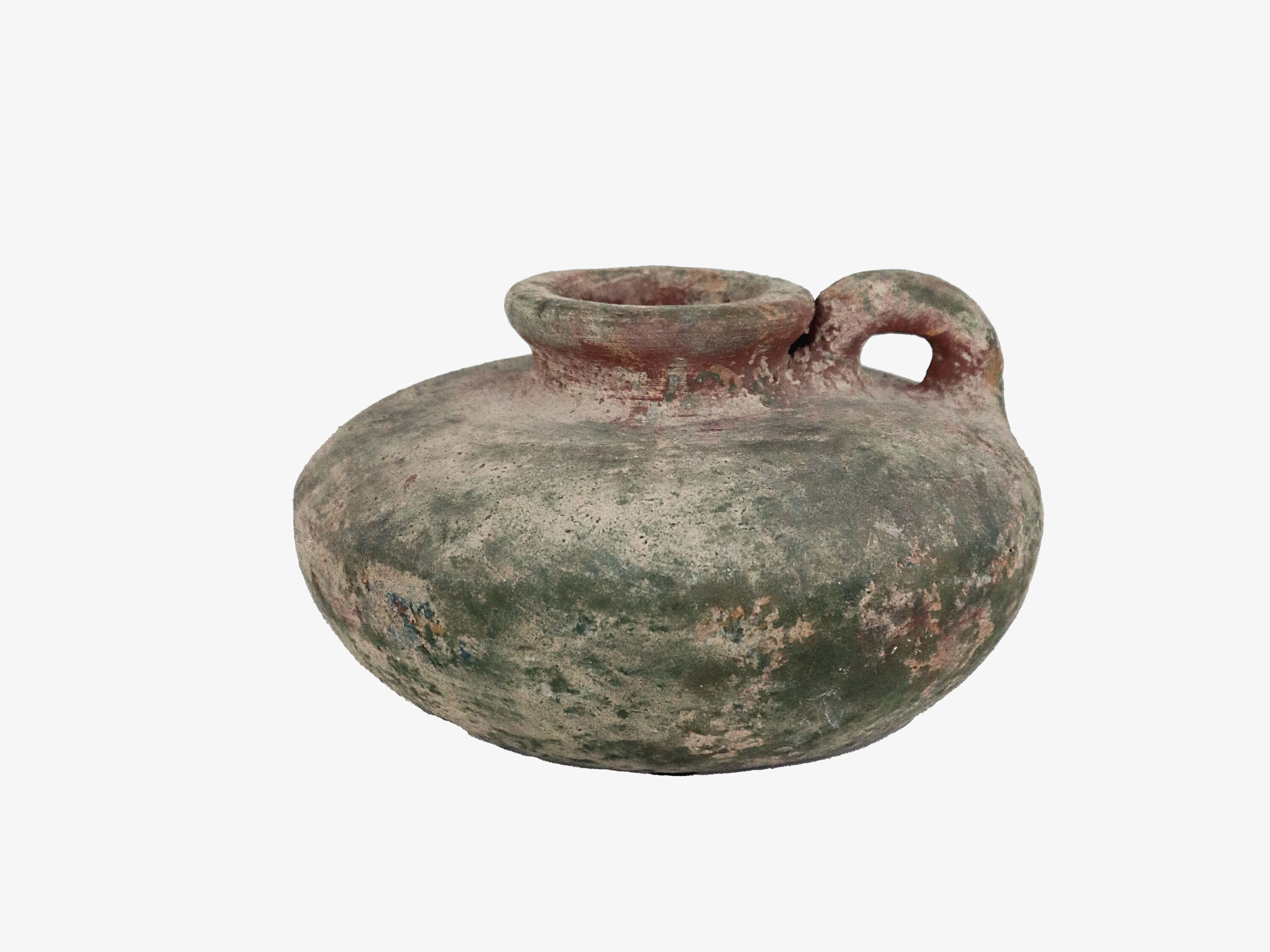 Aged patina rustic vase green