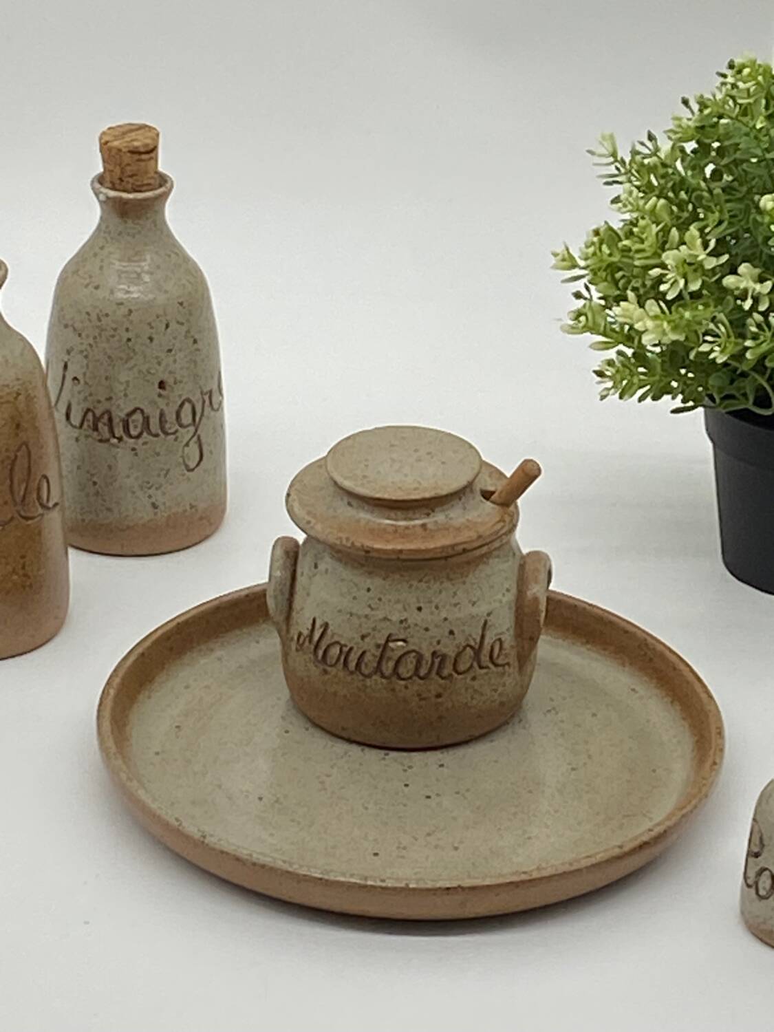 Condiment tray/server, stoneware, ceramic, by Guy Morot, Barges