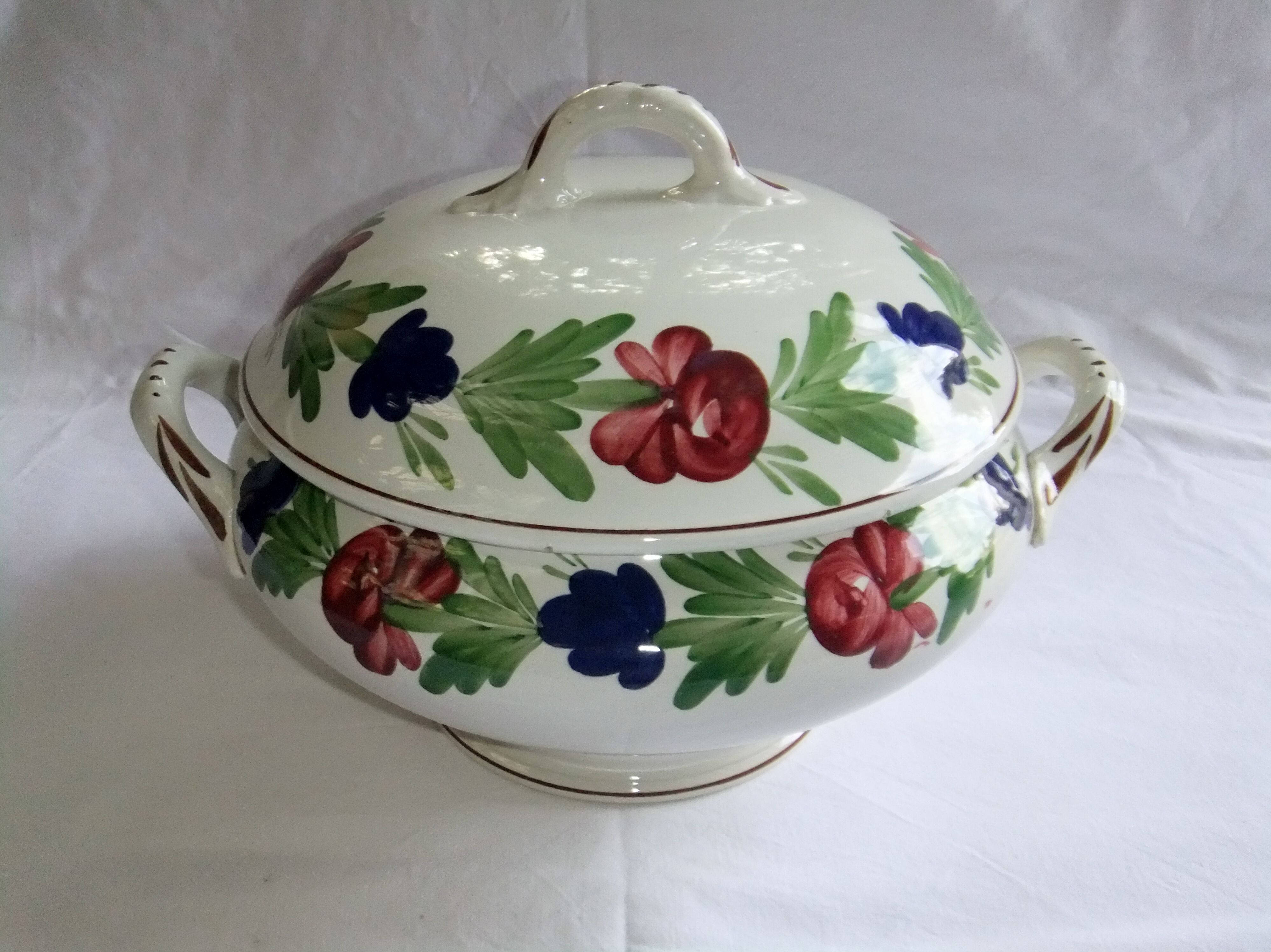 Old earthenware tureen Niderviller Moselle large format covered pot