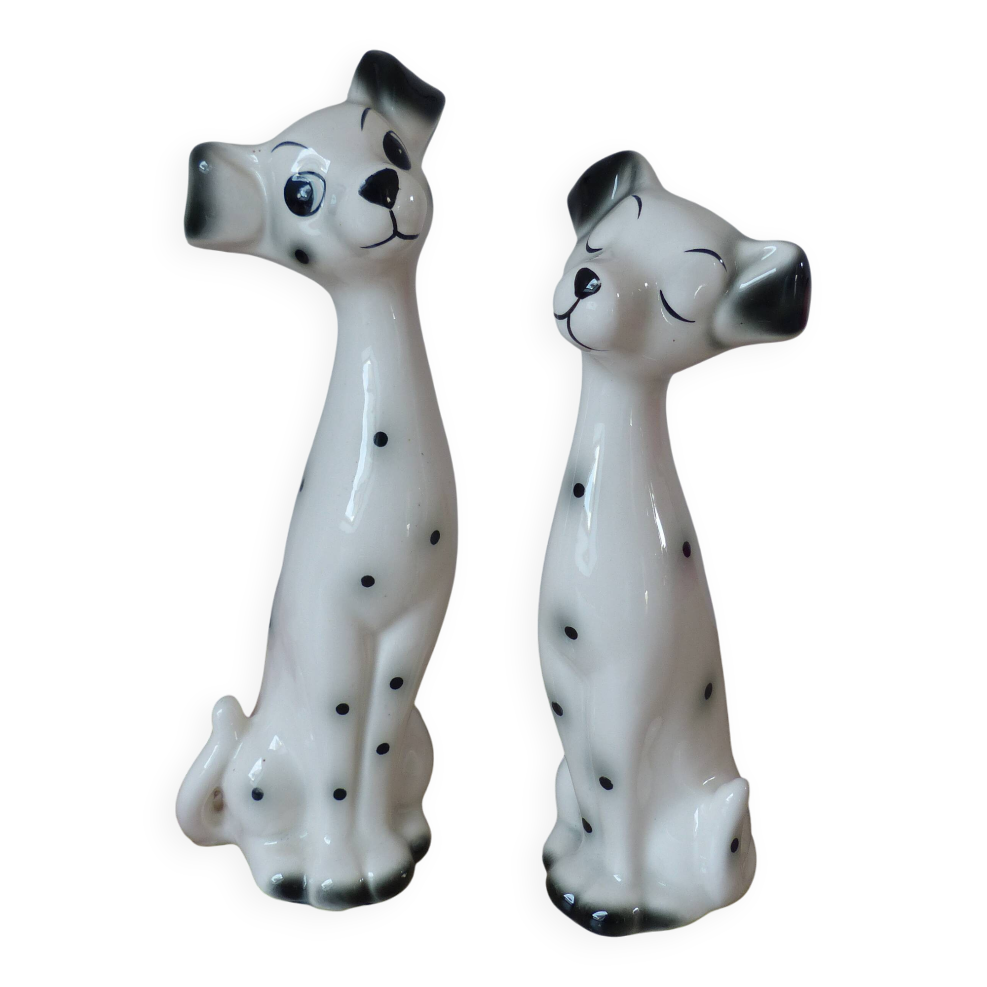 Romantic Dalmatian Dog Couple Ceramic Figurines 1970s