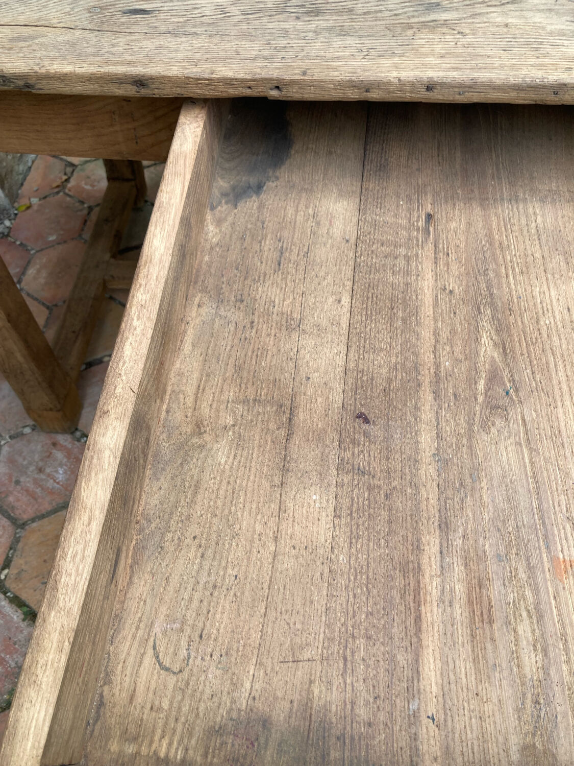 Old farmhouse table made of solid wood