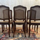Set of 6 Louis XV chairs in walnut and cane