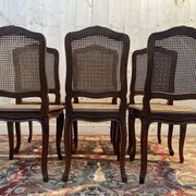 Set of 6 Louis XV chairs in walnut and cane