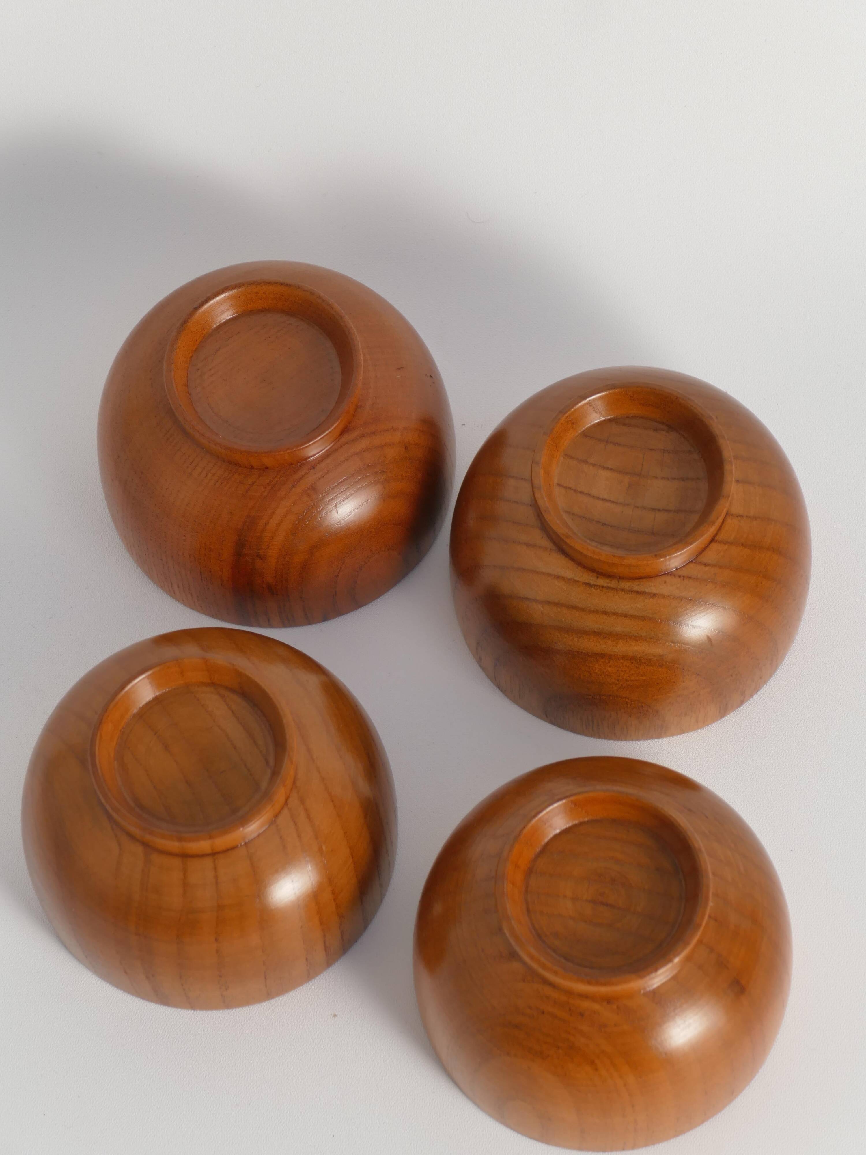 Mid-Century Modern Teak Wood Bowls, Sweden, Set of 4