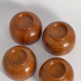 Mid-Century Modern Teak Wood Bowls, Sweden, Set of 4