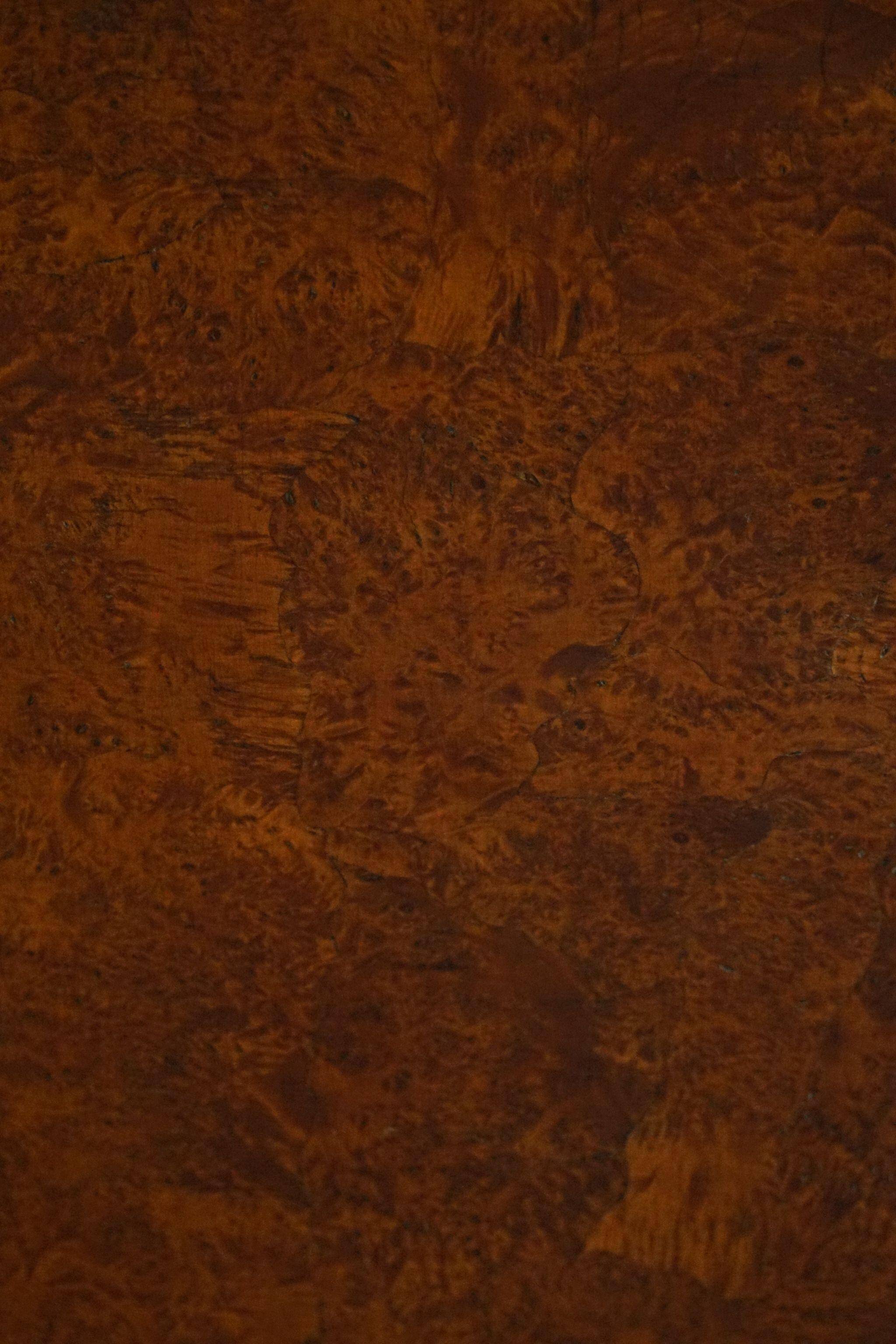 Antique handcrafted square table with drop leaves made of burl wood, Swedish, 19th century.