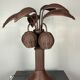 Pencil reed rattan bamboo palm tree coconut table lamp Maro Lopez style 70s