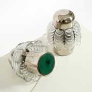 Two large, rare 1960s metal and glass table lamps by VEB Narva Leuchtenbau