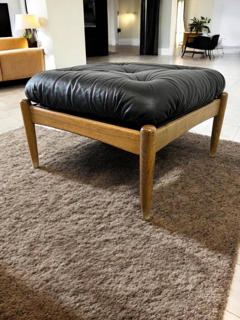 Eric Merthen Vintage Black Swedish Pouf / Footstool