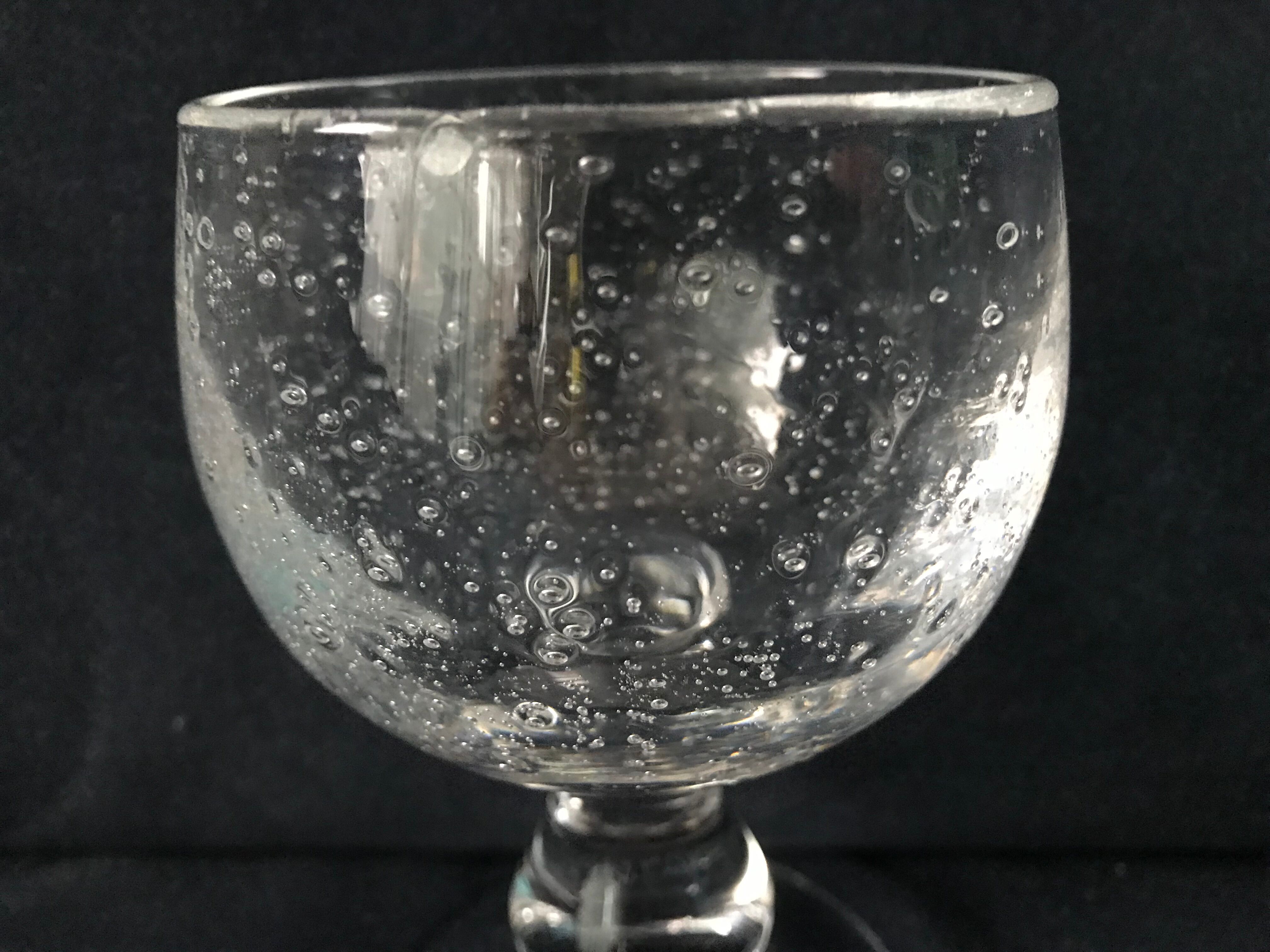 Lot 24 old crystalline glasses blown and bubbled 2 different sizes