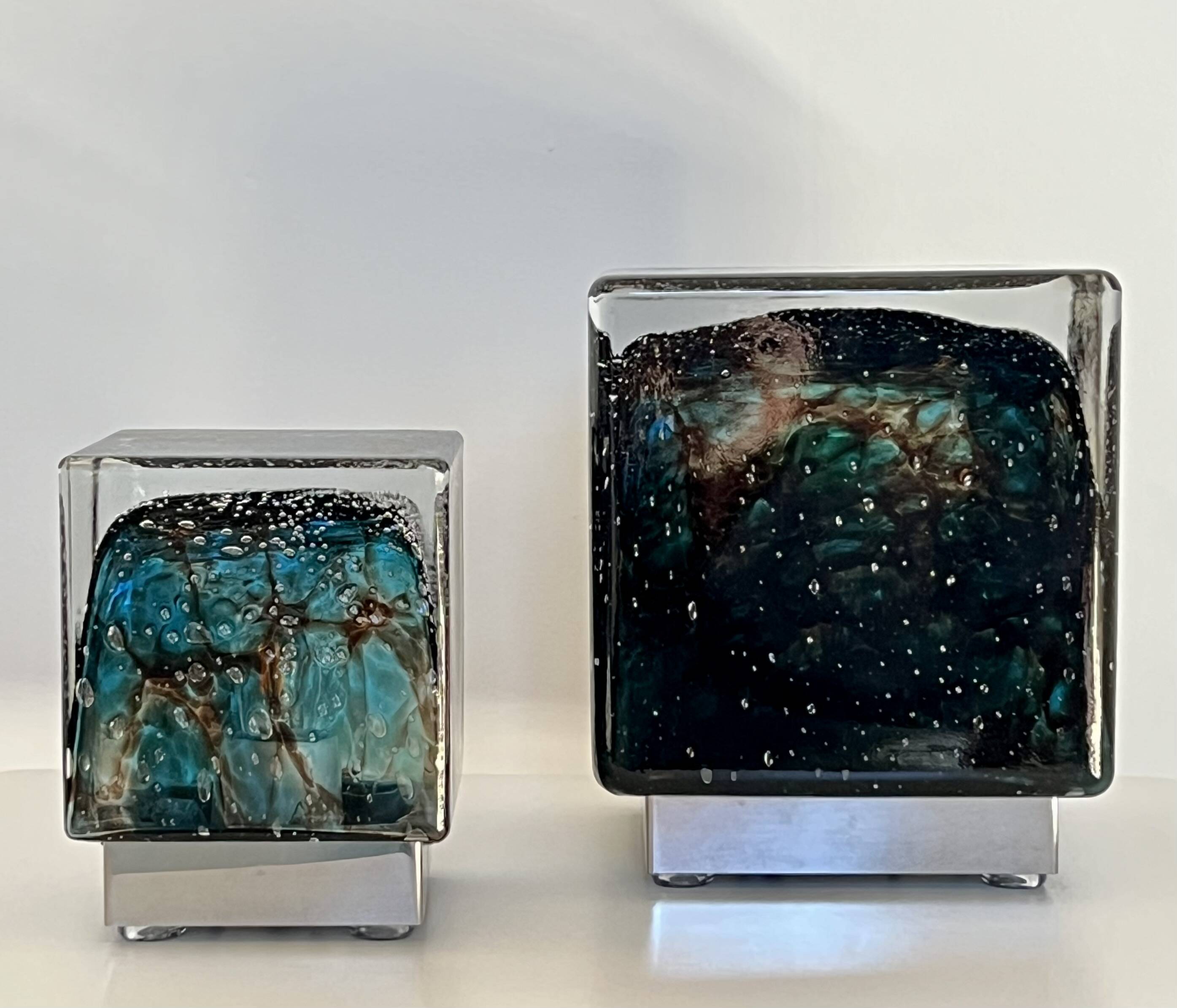 Lampe à poser cubique en verre de Murano par Limburg, Allemagne 70's