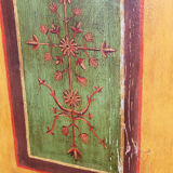 Restored Biedermeier Wardrobe, Spruce, Preserved Original Paintings, Czechia, 1800s