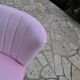 Mid-century cocktail chair in pink solid beech, 1950s compact fluted backrest.