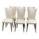 6 vintage Scandinavian chairs in solid wood and beige leather, circa 1960