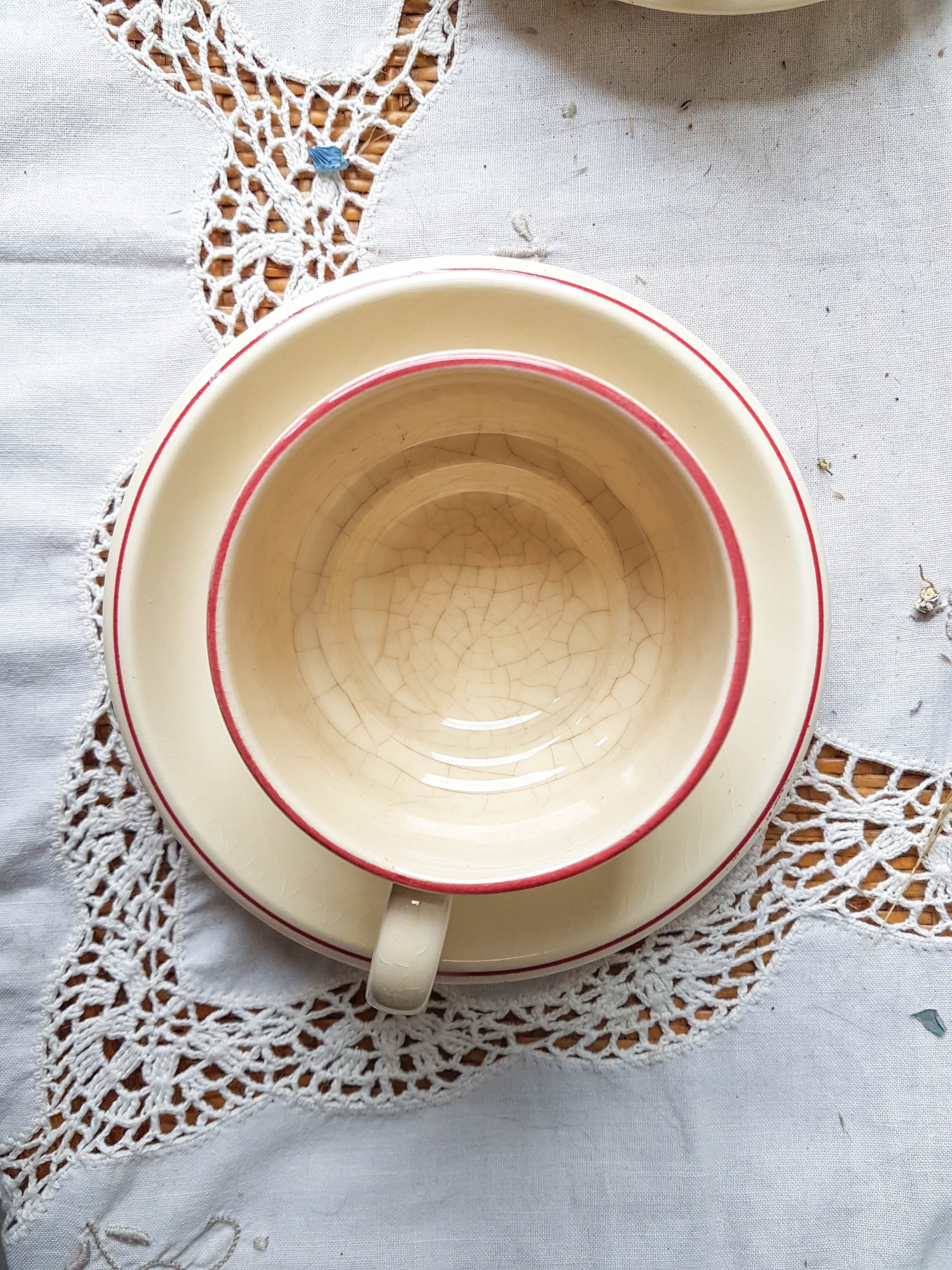 Vintage handmade earthenware coffee service for 5 people
