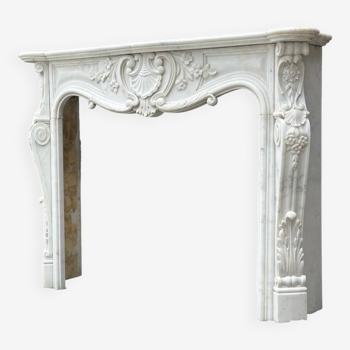 Louis XV style fireplace In Carrara marble circa 1980