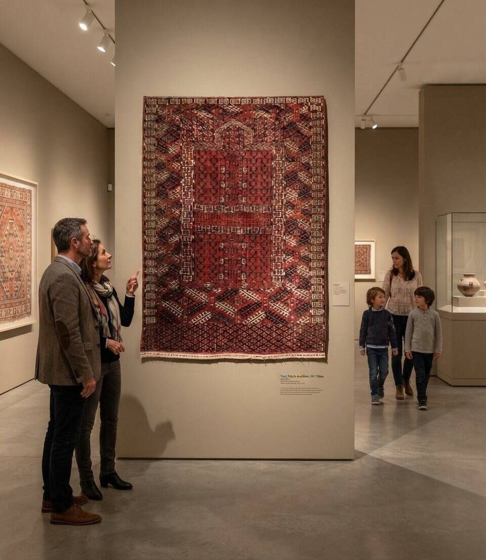 Ancient Turkmen Hatchlou rug: 120 × 150 cm "Galerie Sardje"