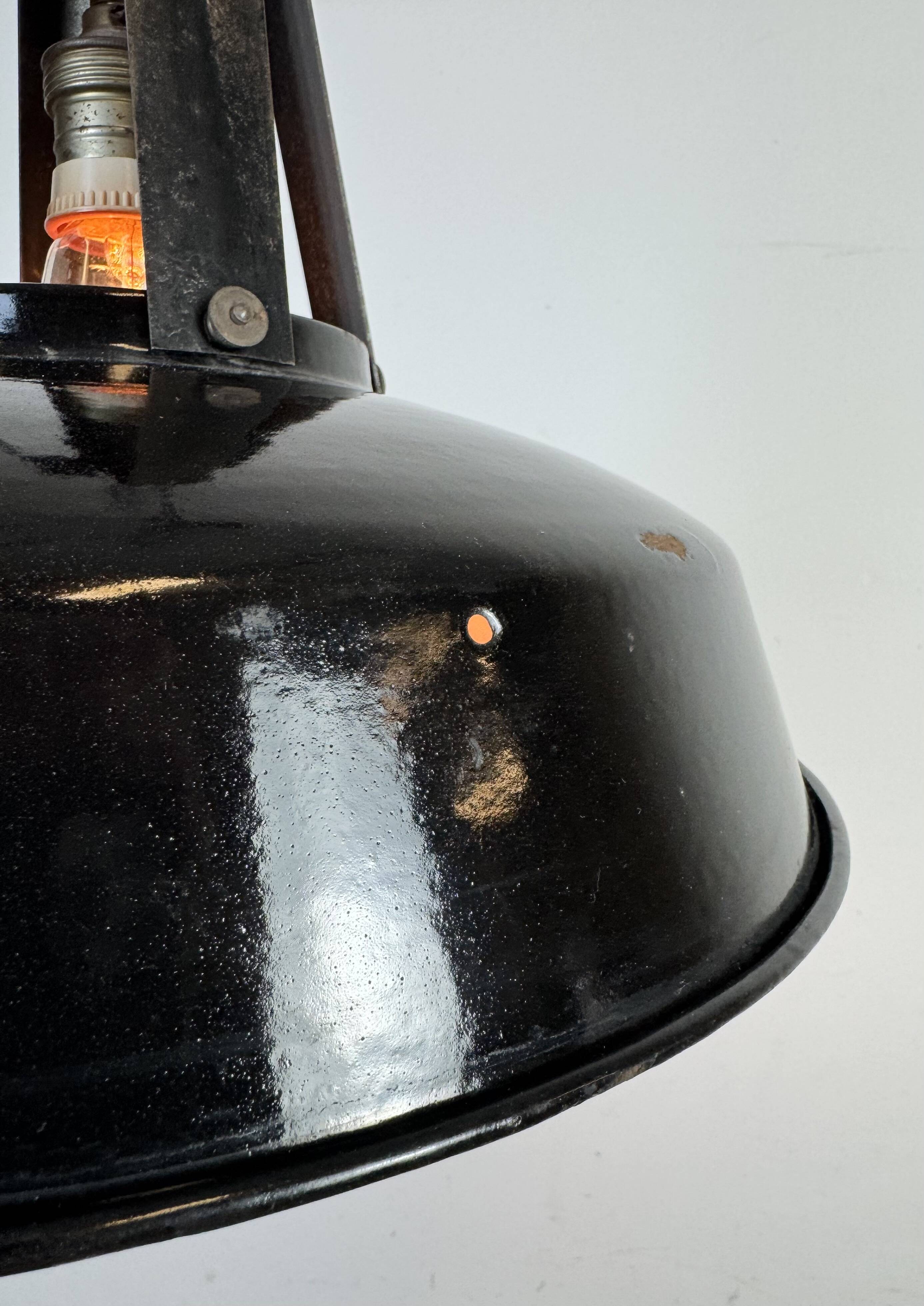 Industrial french black enamel pendant lamp from mazda, 1960s