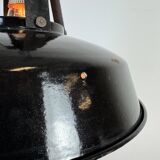 Industrial french black enamel pendant lamp from mazda, 1960s