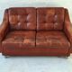 Mid century patchwork tufted patinated leather sofa, 1960s