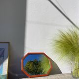 Octagonal beaded wooden mirror