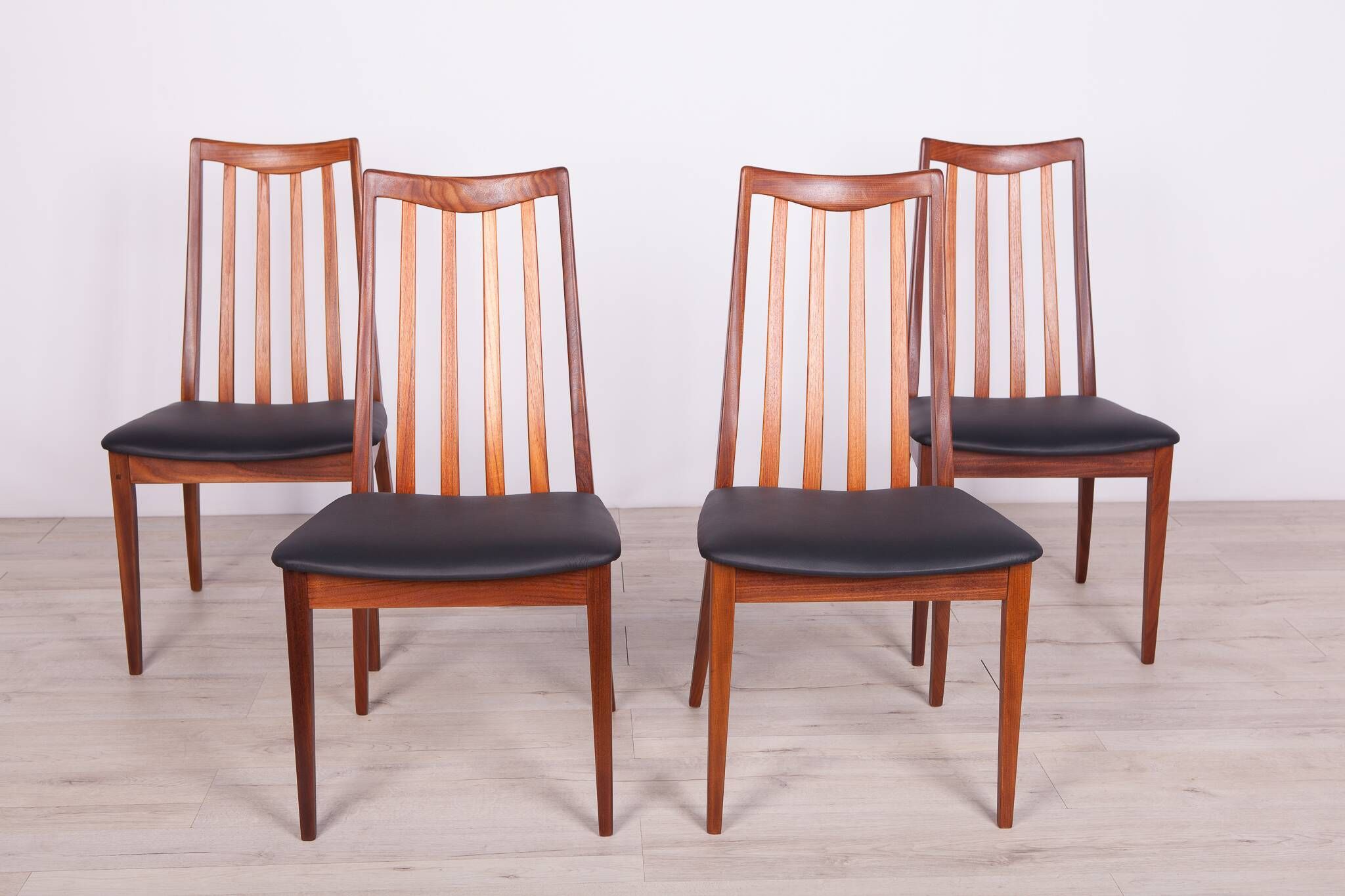 Vintage Teak and Leather Dining Chairs by Leslie Dandy for G-Plan, 1960s, Set of 4