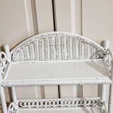 White woven wicker shelf