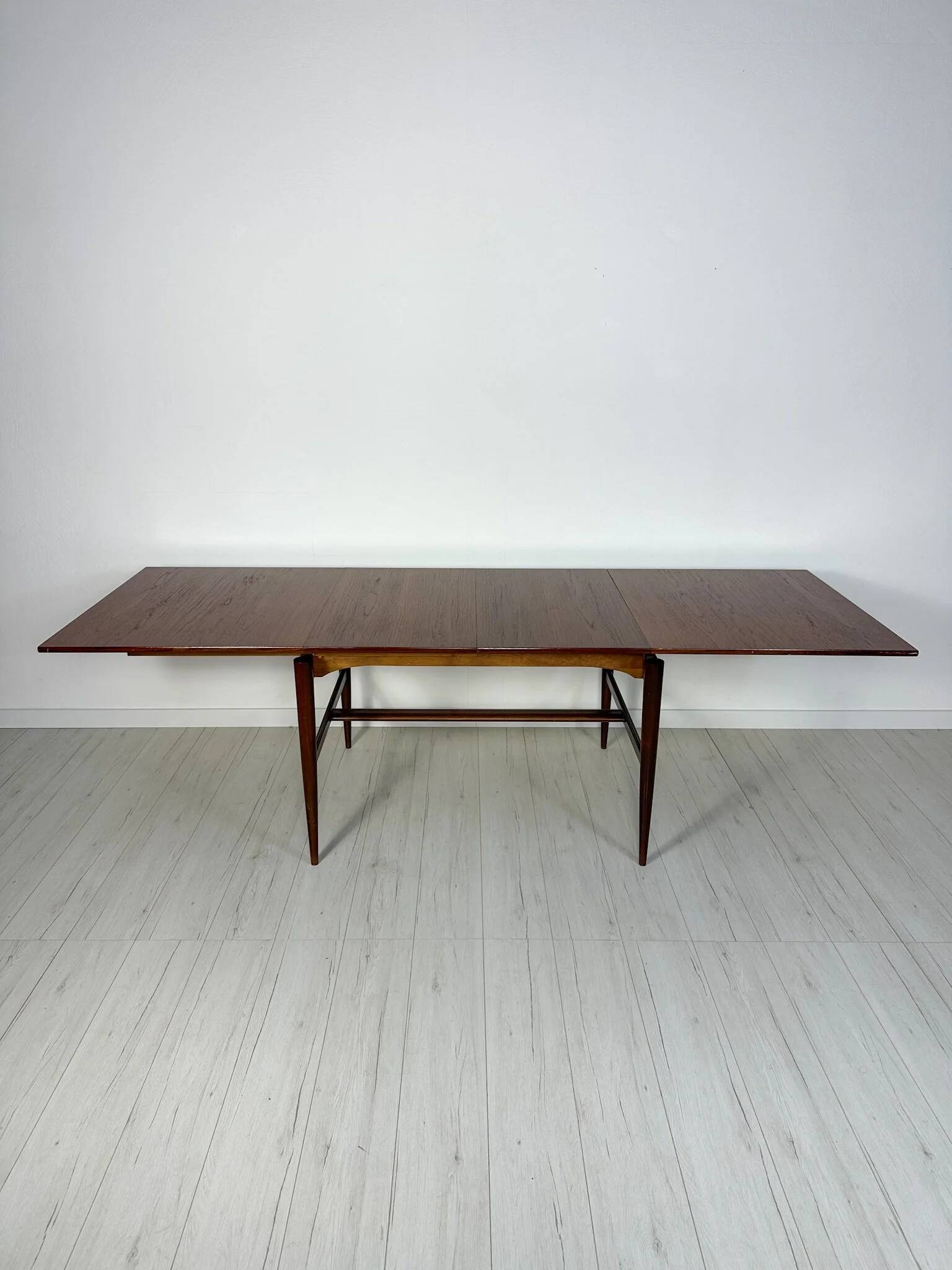 1960s large vintage minimalistic teak extendable dining table