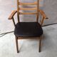 Fauteuil bois blond et cuir scandinave années 60